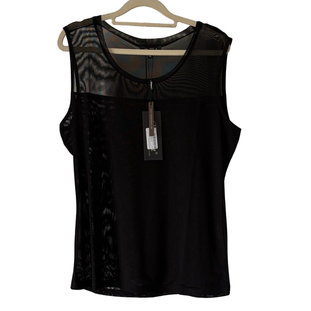 PAPA Vancouver Black Sleeveless Mesh Top NWT